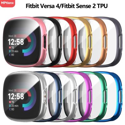 Screen Protector For Fitbit Versa 4/Sense 2 Case  Full Soft TPU Plated Bumper Protective Cover for Fitbit Sense 2/Fitbit Versa 4 Cases Cases