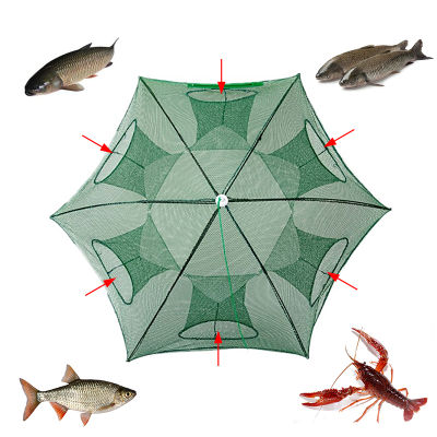 ไซดักกุ้ง ตาข่ายดักปลา Finishing Net กระชังปลา มุ้งดักปลา ดักจับกุ้งปลา พับเก็บได้ สะดวกในการใช้งานและพกพา ( 6 ช่อง,8 ช่อง )