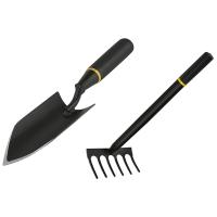 2-Piece Garden Shovel Set Garden Tools Includes A Narrow Shovel with A Length of 32cm and A Scarifying Rake with A Length of 41cm