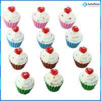 LUNZHOU 30 Pcs เส้นผ่านศูนย์กลาง24มม. จี้เรซิ่น faux CUP cake พลาสติก imiated Food Charm พร้อมห่วง รู: 2mm ความยาว29มม. จี้เรซิ่น3D สีสันสดใสถ้วยหวานเค้กอาหาร Charm ง่ายต่อการพกพา เรซิน เครื่องรางเค้กหวานอาหารน่ารัก งานฝีมือดีไอวาย