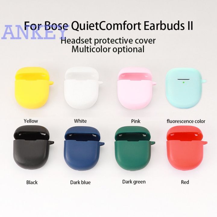 suitable-for-for-bose-quietcomfort-earbuds-ii-case-silicone-qc-2-headphone-holder-with-hook-wireless-headphone-protector-case-shockproof-dustproof