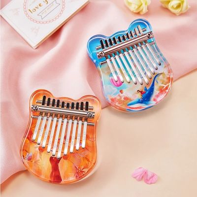 Kalimba เปียโนนิ้วขนาดเล็กทำจากอะคริลิคใสมี10คีย์เปียโนนิ้วหัวแม่มือเป็นของขวัญวันคริสต์มาส