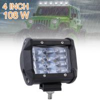 4นิ้ว108W 10800LM IP67 Off Road LED Light Bar โคมไฟหมอกสำหรับรถจี๊ป/SUV/ATV/UTV/รถบรรทุก/เรือ