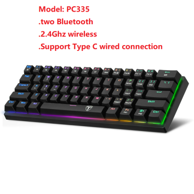 VicTsing Wireless two Bluetooth2.4Ghz 60 RGB Mechanical Gaming Keyboard, Three Modes Connectable Keyboard with Blue switch
