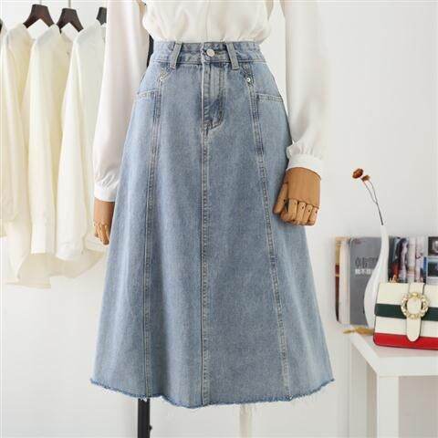 กระโปรงยีน-เอวสูง-ทรงหลวม-พลัสไซซ์-ไซซ์-s-5xl-สําหรับผู้หญิง