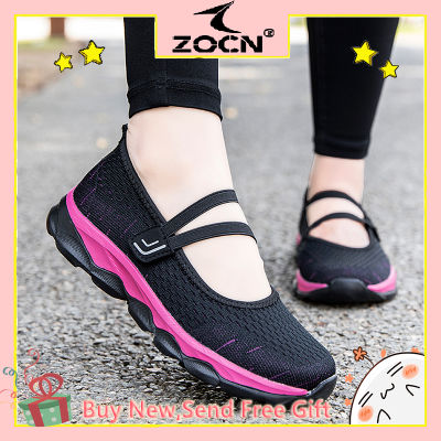 ZOCN Kasut รองเท้าวิ่งเบาและสบายรองเท้าผ้าใบเพเรมพวนผู้หญิงนุ่มกันลื่นรองเท้าใส่เดิน