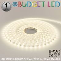 LED STRIP, K-BB2835-S-60-4000K DC-12V 7.2W/1M 60LED/1M IP20 ไฟเส้น Zig-Zag ยี่ห้อ BUDGET LED แอลอีดีไฟเส้นสำหรับตกแต่ง 10M/Roll  (ราคา/10เมตร)