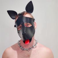 Puppy Roleplay Men Fetish Masks Punk PU Leather Sexy Cosplay Adult Party Masquerade Head Cover Black Dog Face Mask Couples Gay