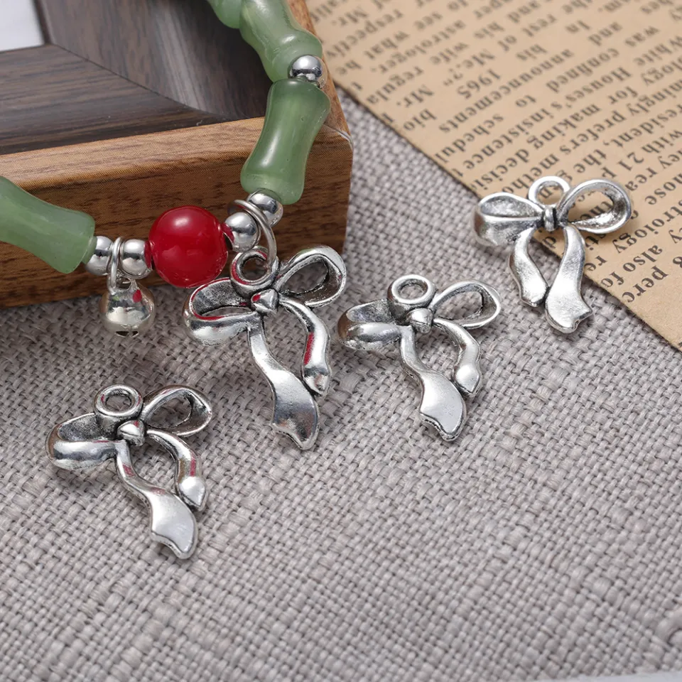 Bubble Star】10pcs Bow Charms For Jewelry Making 17x22mm Antique Silver  Color Accessories