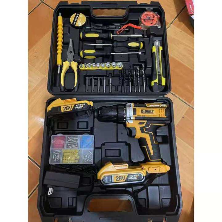 DeWALT Cordless Drill Driver 28V Double-Speed with 2 Li-ion Batteries ...