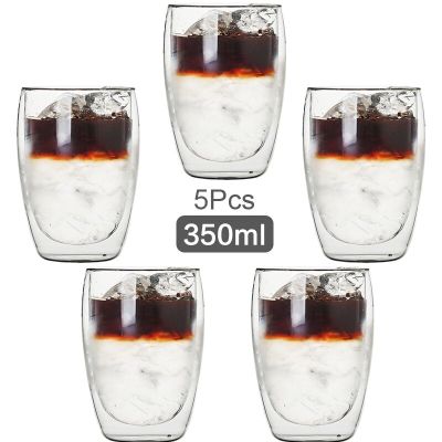 [2023ใหม่] ถ้วยชั้นแขวนแก้วคู่350มล. ถ้วยใสใสเครื่องดื่มชาทนความร้อนได้ถ้วยถ้วยวิสกี้ขนาดเล็กถ้วยกาแฟเอสเปรสโซ100ตะขาบ