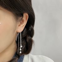 [COD] Ancient cat suitable for round face earrings long super CHIC temperament net red geometric tassel square ear wire female