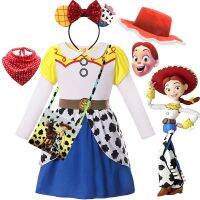 Disney Toy Story 4 Jessie Cosplay Carnival Princess Dress Long Sleeves Girls Costume With Headband For Halloween Birthday Party