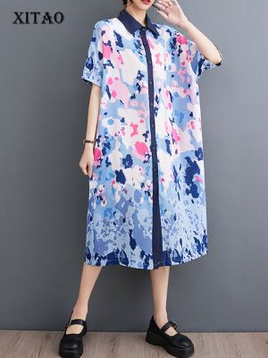 XITAO Dress  Casual Women Print Shirt Dress