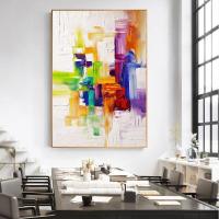 Hand Painted Oil Painting Abstract Colorful Pattern Painting Home Wall Decoration No Frame