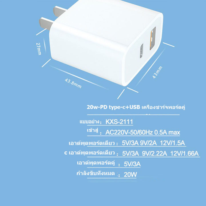 mgbb-หัวชาร์จ-pd20w-เหมาะสำหรับเครื่องชาร์จ-ip-pd-หัวชาร์จ-usb-หลายโปรโตคอลหลายพอร์ต