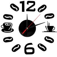 ZZOOI 20 Inch Wall Clock 3D Teapot Acrylic Mirror Stickers For Home Decoration Living Room Quartz Needle Self Adhesive Hanging Watch