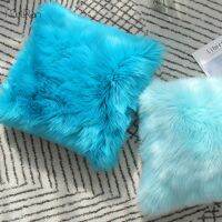 [FAZOZO Home Textile Store] 17สี Faux Wool Fur Fluffy หมอนสำหรับโซฟาเบาะรองนั่ง Thicken Soft Warm ปลอกหมอน Solid Square ยาว Plush หมอน