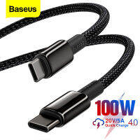 Baseus 100W USB C USB ประเภท C USB-C ชาร์จอย่างเร็วโอนถ่ายข้อมูลลวด USB C Type-C PD สายเคเบิลสำหรับ MacBook iPad Xiaomi Mi 10 Pro Samsung