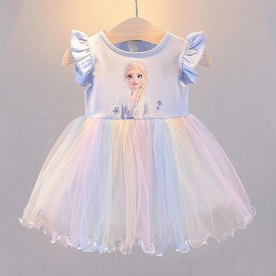 Girls Clothes New Summer Princess Dresses Flying Sleeve Kids Dress Frozen Elsa Party Baby Dresses for Children Clothing 3-9Y