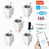 Tuya Smart Wifi ซ็อกเก็ตไฟฟ้า,Smart Home EU Plug Home Appliance พร้อม Power Monitor รีโมทคอนโทรลผ่าน Smart Life สำหรับ Alexa