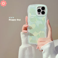 เข้ากันได้กับเคสโทรศัพท์สำหรับ IPhone 11 12 13 14 Pro Max 7Plus 6 6S 7 8 14 Plus XR XS MAX SE 2020ภาพวาดสีน้ำมันสีเขียวรักหัวใจ TPU แบบนิ่มขอบลอนเคสฝาหลังกันกระแทก