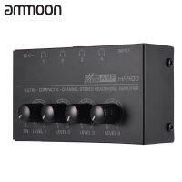 [ammoon]HA400 เครื่องขยายเสียงสเตอริโอขนาดเล็กกะทัดรัด 4 ช่องสัญญาณพร้อมอะแดปเตอร์ไฟฟ้าปลั๊กสหภาพยุโรปสีดำ