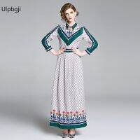 European and American Fashion All-Match Waist Slimming Positioning Printed Dress