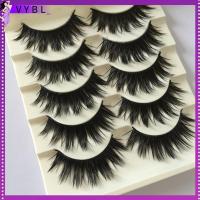 VYBL 5 Pairs ความงาม แต่งหน้า ข้าม ต่อขนตา สีดำยาว ขนตาปลอม 3D ธรรมชาติ