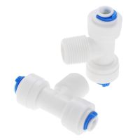 2Pcs Reverse Osmosis RO Water System Quick Pipe Fittings T-type Tee 1/4 OD Hose 3/8 BSP Male Therad Plastic Coupling Connector