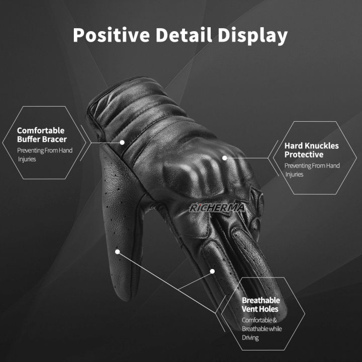 2021richerma-motorcycle-gloves-full-finger-leather-black-windproof-hard-knuckles-motocross-gloves-winter-mtb-gloves-summer-cycling