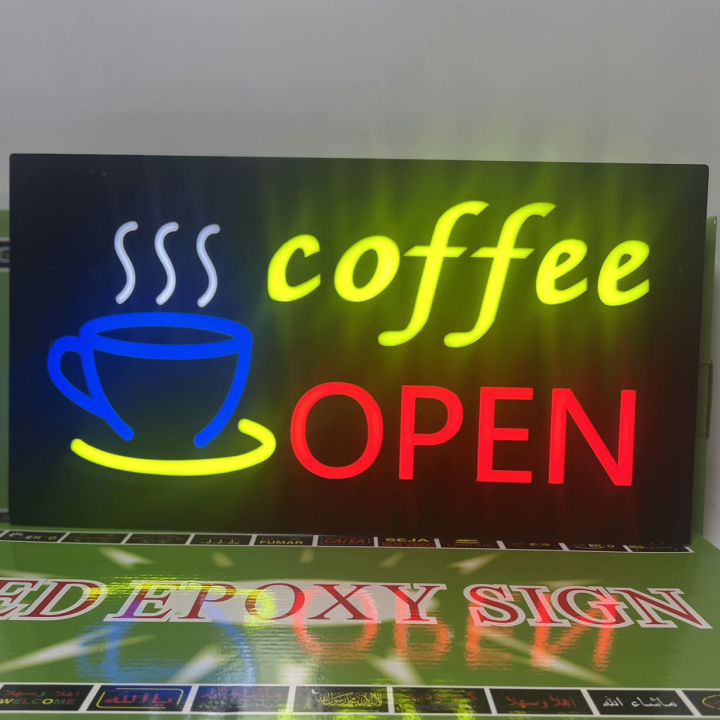 ป้ายไฟ-led-coffee-open-ป้ายไฟสำเร็จรูป-มี3โหมดทำงาน-ไฟนิ่ง-ไฟกระพริบช้า-ไฟกระพริบเร็ว-กระพริบได้-ขนาด-44x23-5cm