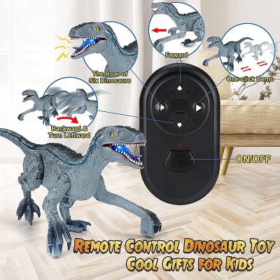 2.4G USB ของเล่นโมเดลไดโนเสาร์ RC ของเล่นแผงควบคุมระยะไกลด้วยสัญญาณไฟฟ้าอินฟราเรดสำหรับเด็กผู้ชาย Jurassic World Raptor Dinozaur ของขวัญสำหรับเด็ก
