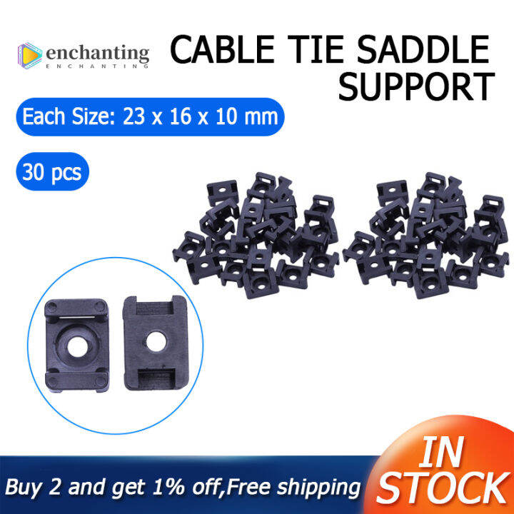 Screw Bracket Mount Saddles Bases Cable Tie Bracket 23mmx16mm 30 Units