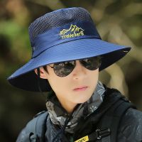 【Hot Sale】 Hat male face big brim hat mens summer sunscreen sun full visor neck protection