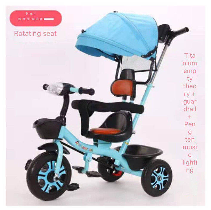 With umbrella Spin seats tricycle With music lights and push handles