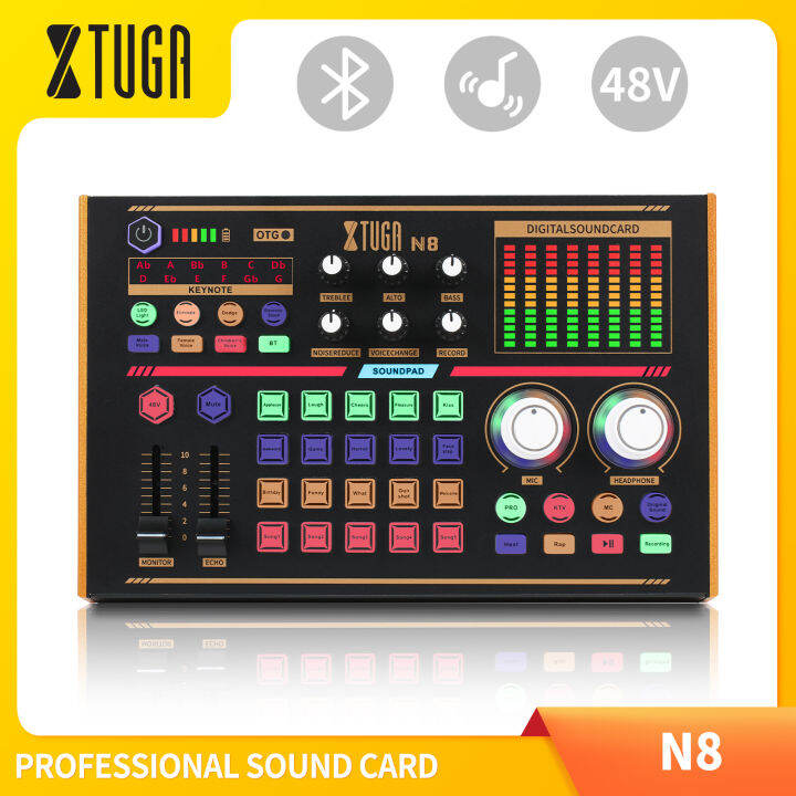 XTUGA N8 Sound Card Bluetooth Audio Live Broadcast, Portable Podcast