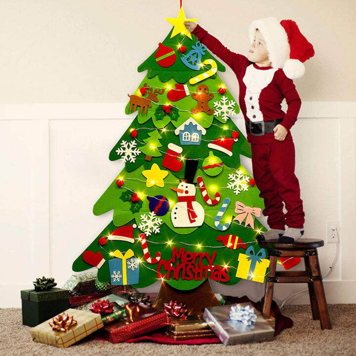 เด็ก-diy-felt-christmas-tree-ตกแต่งสุขสันต์วันคริสต์มาสสำหรับ-home-2022อุปกรณ์ตกแต่งวัยคริสมาสต์-navidad-2023ใหม่ปีของขวัญต้นคริสต์มาส