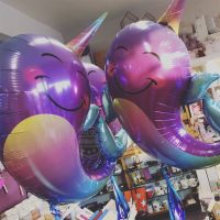 1pcs Cartoon Narwhal Foil Balloons Birthday Party Decoration Cute Pearlescent Powder Whale Baby Shower Wedding Balloons Supplies Balloons