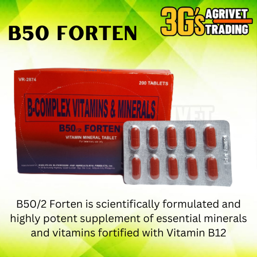 [3G AGRIVET] B-50 FORTE 10 TABLETS / 1 BANIG B-COMPLEX VITAMINS ...