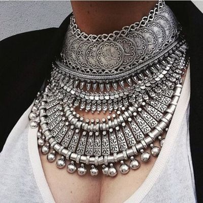 [Gexing ornaments] Ztech Collar Coin Necklace Amp; Pendant Vintage Crystal Maxi Choker Statement Collier Female Boho Big Fashion Women Jewellery Gifts