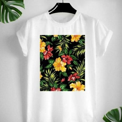 เสื้อยืดสกรีนลายแนว Tropicalใส่สบาย ไม่ยืด ไม่ย้วย