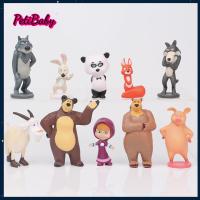 PETIBABY 10ชิ้น/ชุดฟิกเกอร์อนิเมะเครื่องประดับรูปแกะสลักขนาดเล็กตุ๊กตาน่ารักขนาดเล็กโมเดลของเล่นหุ่นแอ็คชั่น Masha และหมี