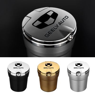 hot！【DT】✆₪  Car Ashtray With Led Lights Cover Aluminum Alloy Cup Holder Storage Geely CK Coolray EC7