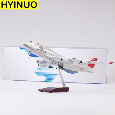 47CM Boeing 747 B747 Model Nwa Northwest Airlines With Landing Gear Wheels Lights Resin Aircraft Plane Collectible Toys