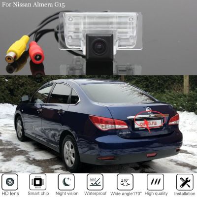 กล้องมองหลังสำหรับจอดรถมองหลังรถยนต์สำหรับ G15นิสสันอัลเมรา G11 2012 ~ 2018คุณภาพสูงกล้องมองเวลาถอยหลัง Ccd