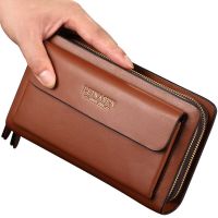 Brand Men Wallet Double Zipper Purse Long Money Clip Phone Package Luxury Large Capacity Coin purse man Clutch Bag Fathers day