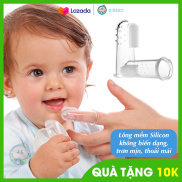 Bàn chải xỏ ngón silicone vệ sinh răng miệng cho bé
