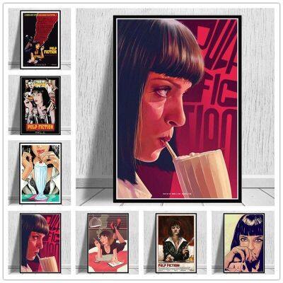 Vintage Pulp Fiction Quentin Tarantino โปสเตอร์และภาพพิมพ์สำหรับตกแต่งบ้าน-ภาพวาดผ้าใบ Wall Art Picture