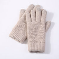 Female Winter Warm Knitted Full Finger s Men Solid Woolen Touch Screen Mittens Women Thick Warm Cycling Driving s H46